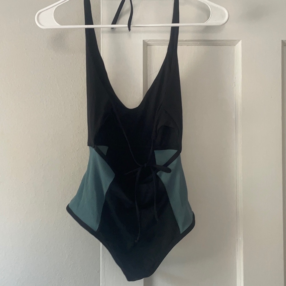 L space halter one piece swim